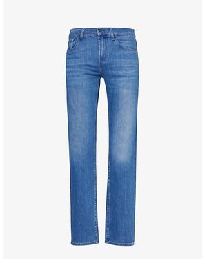 7 For All Mankind Slimmy Luxe Straight-Leg Mid-Rise Stretch Denim-Blend Jeans - Blue