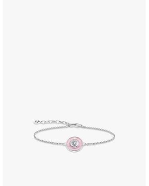 Thomas Sabo Heart 925 Sterling- Enamel And Zirconia Chain Bracelet - White