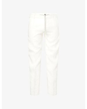 Eleventy Slim-Leg Jogger Linen Pants - White
