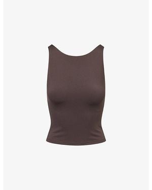 ADANOLA Ultimate Scoop-Back Stretch-Woven Tank Top - Brown