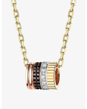 Boucheron Quatre Classique Pvd-Coated 18Ct, And- And 0.17Ct Brilliant-Cut Diamond Pendant Necklace - Metallic