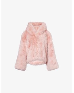 Jaded London Mara Hooded Faux-Fur Coat - Pink