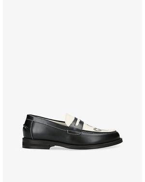 Duke & Dexter Wilde Snake-Graphic Print Leather Penny Loafers - Black