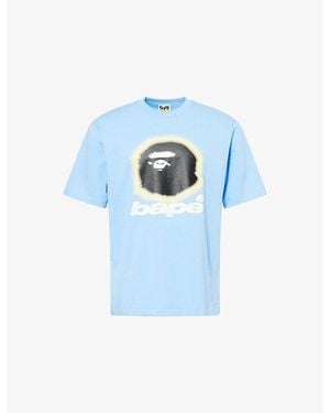 A Bathing Ape Spray Ape Graphic-Print Cotton T-Shirt - Blue