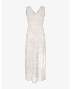 OMNES Iris V-Neck Sleeveless Woven Maxi Dress - White