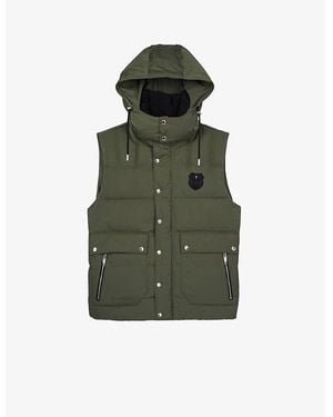 The Kooples Logo-Patch Hooded Shell Gilet - Green