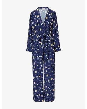It's 9pm X Oceanus Rizzo Sealife Smoking Woven Pyjama Set - Blue
