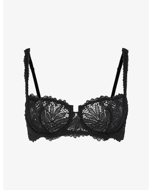 Savage x Fenty Romantic Corded Lace Unlined Balconette Bra - Black