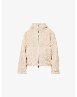 Cole Buxton Fixed-Hood Zip-Through Faux-Shearling Jacket - Natural