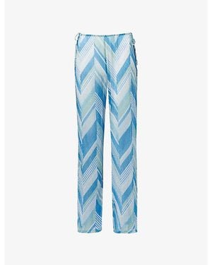 Devon Windsor Ollie Straight-Leg Metallic Trousers - Blue
