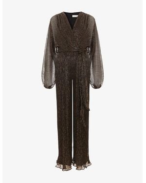 Phase Eight Petite Rachel Wrap-Front Woven Jumpsuit - Metallic
