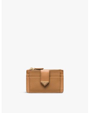 Prada Logo-Plaque Card Holder - Brown
