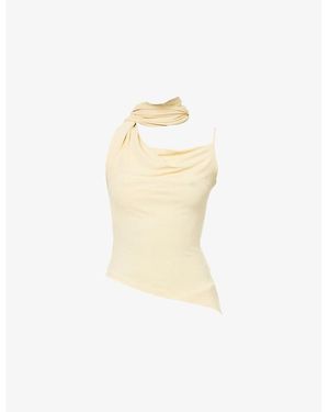 AYA MUSE Asymmetrical Scarf Top - White