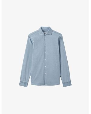 Reiss Draper Cutaway-Collar Regular-Fit Cotton Shirt - Blue