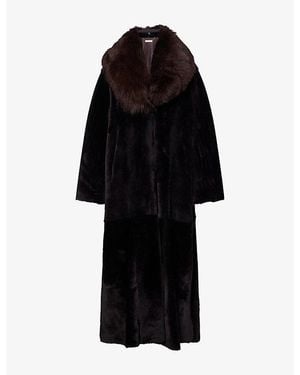 Nour Hammour Astoria Longline Shearling Coat - Black