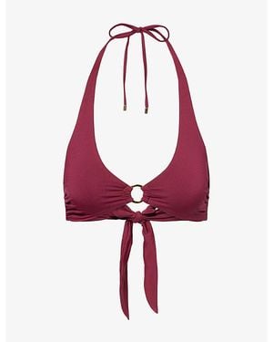 Away That Day Sorrento Ring-Hardware Bikini Top - Red