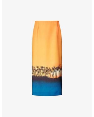 ROSIE ANTWERP Dora Sunset-Print Woven Maxi Skirt - Blue