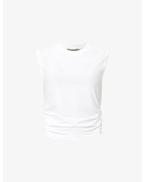 AllSaints West Ruched Stretch Cotton-Blend Top - White