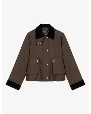 Maje Corduroy-Collar Side-Pocket Cotton Jacket - Brown