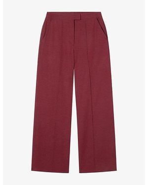 Whistles Straight Regular-Fit Cotton And Linen-Blend Trousers - Red