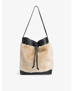 Whistles Sasha Shearling And Leather Tote Bag - Natural