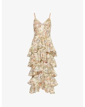 Nadine Merabi Saffron Sequin-Embroidered Lace Midi Dress - Metallic