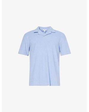 Sunspel Towelling Cotton Polo Shirt - Blue