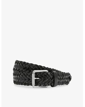 Reiss Carlton Woven Leather Belt - Black