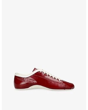 Dries Van Noten Flat Slim Leather Trainers - Red