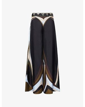 PUCCI Printed Wide-Leg Silk Trousers - Blue