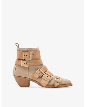 AllSaints Jane Pointed-Toe Suede Ankle Boots - Natural