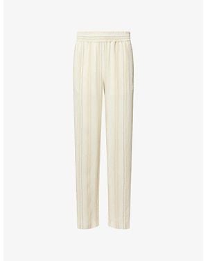 Victoria Beckham Striped Wide-Leg Woven Trousers - Natural