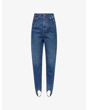 Mugler Slim-Leg Stirrup Denim Jeans - Blue