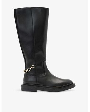 AllSaints Escher Chain Flat Knee-High Boots - Black