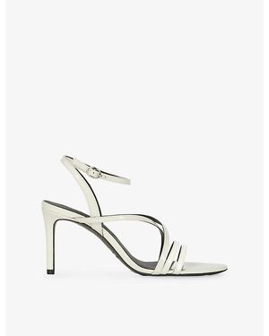 The Kooples Patent-Leather Heeled Sandals - White