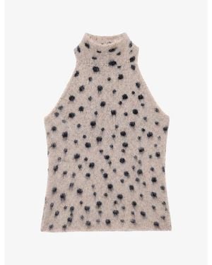 Ro&zo Turtleneck Deer-Print Wool And Alpaca-Blend Top - Natural