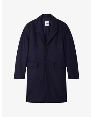 Sandro Single-Breasted Notch-Lapel Wool-Blend Coat - Blue