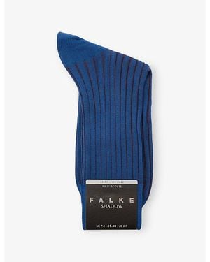 FALKE Fine Shadow Cotton-Blend Socks - Blue