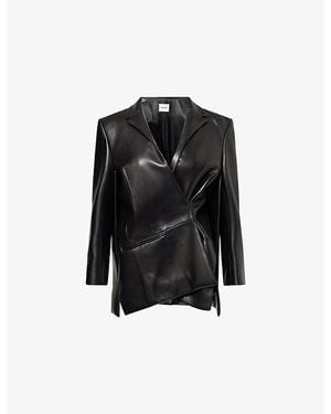 KHAITE Palto Asymmetric Leather Jacket - Black