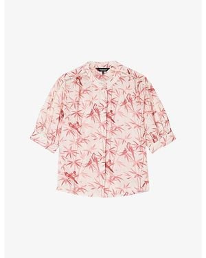 Whistles Tropical Bird Textured Woven Shirt - Pink