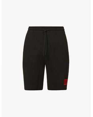 HUGO Logo-Patch Relaxed-Fit Cotton-Jersey Shorts - Black