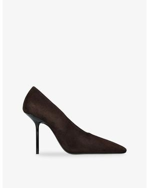 Victoria Beckham Square-Toe 100 Suede Court Shoes - Black