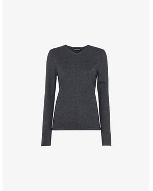 Whistles Mila V-Neck Cotton-Blend Sweater - Black