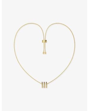 Apm Monaco Cordage Double Alloy And Cubic Zirconia Pendant Necklace - White