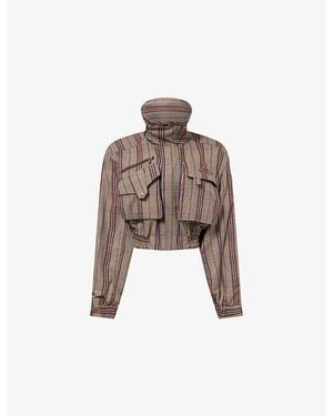 Vivienne Westwood Memphis Cropped Woven Bomber Jacket - Brown
