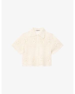 AllSaints Kyra Crochet Cropped Cotton Polo - White