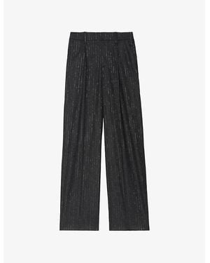 Zadig & Voltaire Puros Regular-Fit High-Rise Striped Flannel Pants - Black