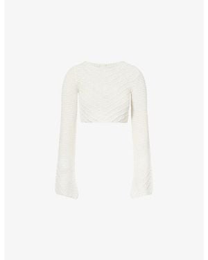 Devon Windsor Erin Knitted Crop Top - White