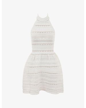 House Of Cb Serafina High-Neck Knitted Mini Dress Xs (A-C Cup) - White