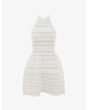 House Of Cb Serafina High-Neck Knitted Mini Dress Xs (A-C Cup) - White